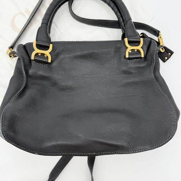 CHLOE Marcie Bag in Black Grained Leather Large Shoulder Handles Crossbody Strap - Picture 7 of 15